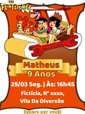 Convite de Aniversário The Flintstones para Editar Online