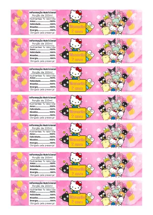 Rótulo de Garrafa Turma da Hello Kitty para Editar Online