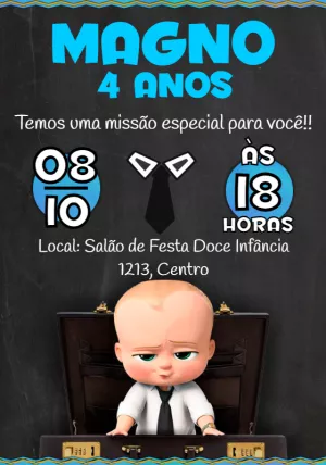 Convite Aniversário O Poderoso Chefinho para Editar Online