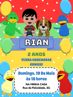 Convite Aniversário Bento e Totó para Editar Online