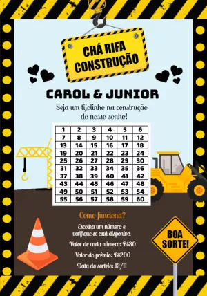 Rifa Editável Online Tema Construção para Imprimir