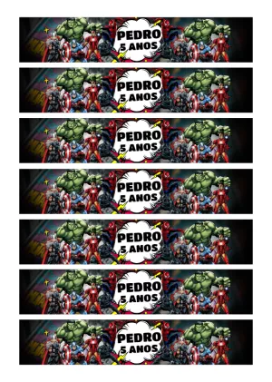 Rótulo Vingadores para Garrafa de Aniversário para Editar Online
