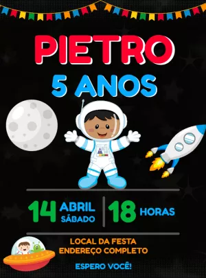 Invito di compleanno Astronauta – Statico – Decore Arte