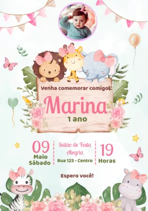 Safari Birthday Invitation – Static – Convites e Artes Digitais