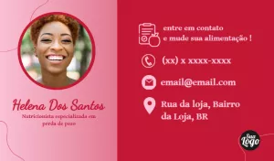 Cartão de Visita Nutricionista com Foto para Editar Online