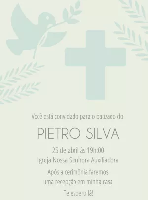 Convite de Batizado Menino Delicado para Editar Online