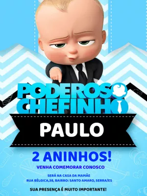 Convite de Aniversário Poderoso Chefinho para Editar Online