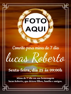 Convite de Missa de 7º Dia com Foto para Editar Online