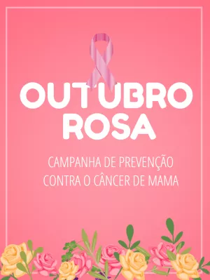 Post Outubro Rosa com Laço Editável para Campanha de Prevenção