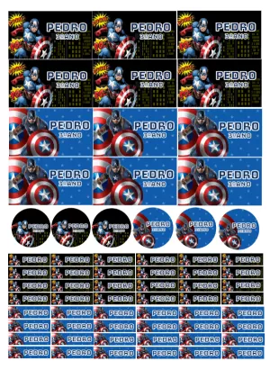 Kit de Etiquetas Escolares Capitão América Editável Online