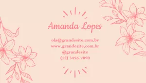Modelo de Cartão de Visita Floral Rosa Editável Online