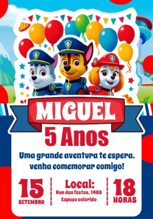 Invito di compleanno Paw Patrol – Statico – Crazyume Designer