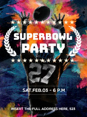 Super Bowl Party Invitation with Football Player to Edit Online