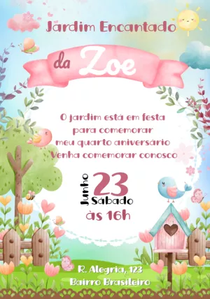 Invitación de cumpleaños Jardín encantado – Estático – Julia B