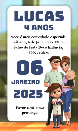 Convite de Aniversário O Poderoso Chefinho para Editar Online
