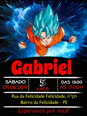 Convite Aniversário Goku Dragon Ball Editável Online