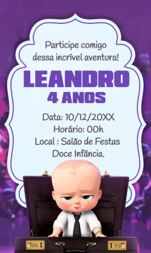 Convite de Aniversário O Poderoso Chefinho para Editar Online
