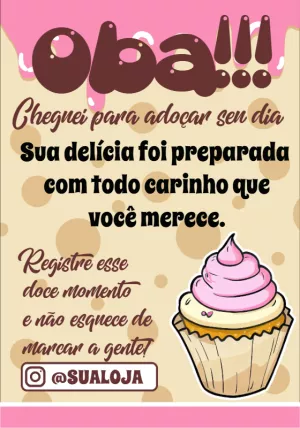 Cartão de Agradecimento Doceria com Cupcake para Editar