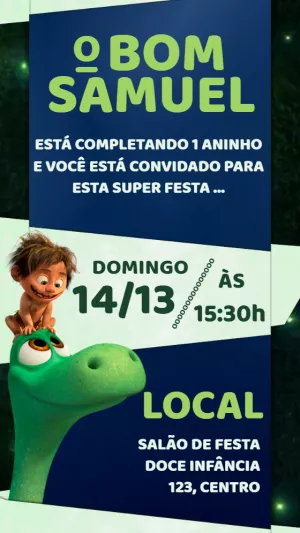 Invitación de cumpleaños Dinosaurio – Estático – Idesign Personalizados