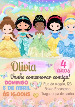 Invitación de cumpleaños Princesas – Estático – Cindy