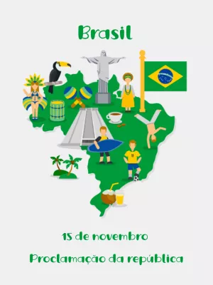 Post Proclamação da República com Ícones do Brasil para Editar