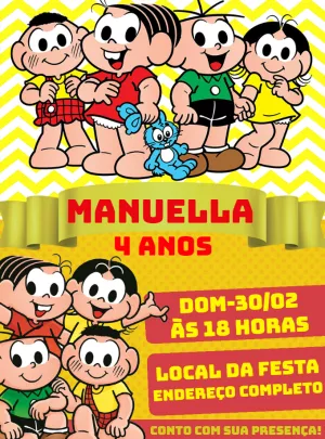 Invitation d'anniversaire Turma da Mônica – Statique – Decore Arte