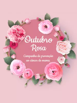 Post Editável Outubro Rosa com Flores para Compartilhar