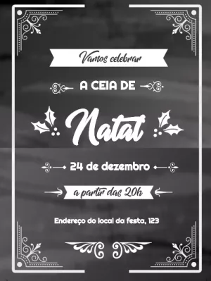 Convite de Natal Estilo Lousa para Editar Online