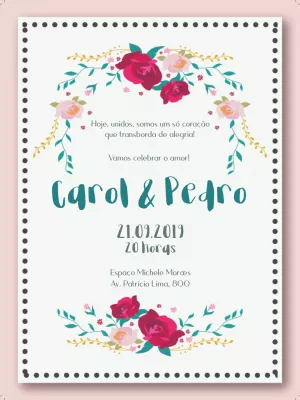 Convite de Casamento Floral Romântico para Editar Online