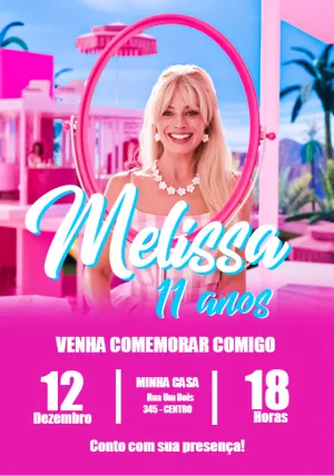 Convite de Aniversário Barbie Filme para Editar Online