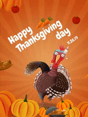Thanksgiving Post with Cartoon Turkey to Edit Online