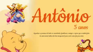 Convite de Aniversário Ursinho Pooh para Editar Online