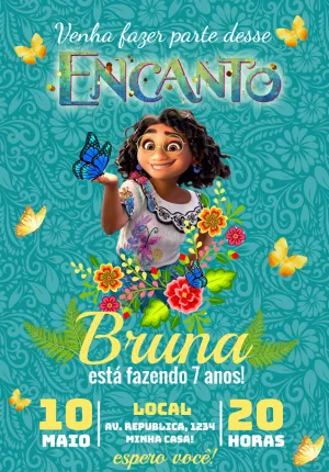 Convite de Aniversário Encanto com Mirabel Editável Online