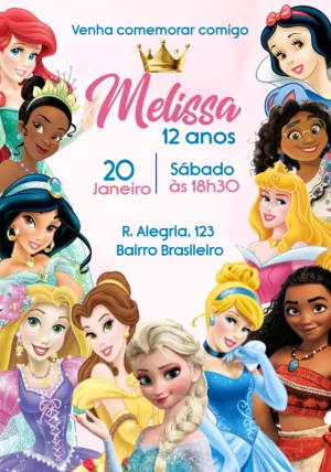 Invito di compleanno Principesse – Statico – Julia B