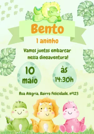 Invitación de cumpleaños Dinosaurio – Estático – Mariana