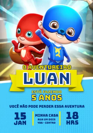 Convite de Aniversário Os Aventureiros para Editar Online