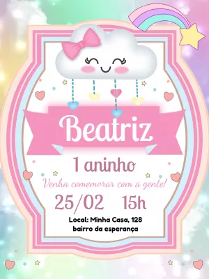 Convite de Aniversário Chuva de Amor para Editar Online