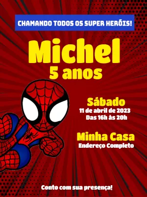 Convite Aniversário Homem Aranha para Editar Online