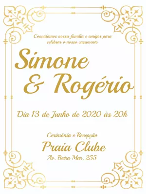 Convite de Casamento Provençal Dourado para Editar Online