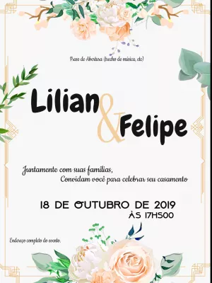 Convite de Casamento Floral Elegante para Editar Online