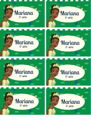 Etiqueta Escolar Princesa Tiana para Editar e Imprimir