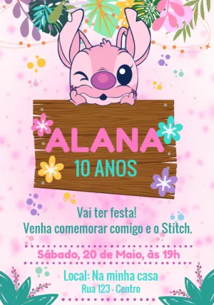Convite Aniversário Angel Aloha Tropical para Editar Online
