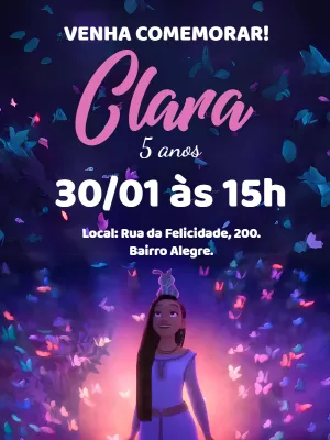 Convite de Aniversário Wish com Asha para Editar Online