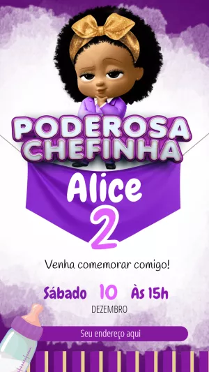 Convite Aniversário Poderosa Chefinha para Editar Online
