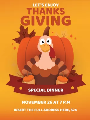 Convite de Thanksgiving com Peru Divertido para Editar Online