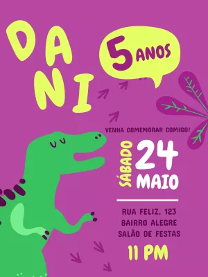 Invitación de cumpleaños Dinosaurio – Estático – Yumi