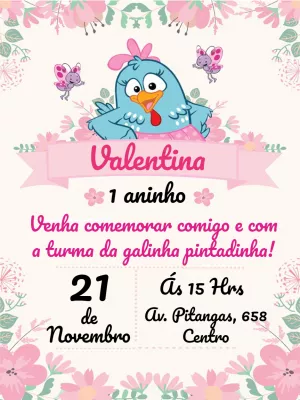 Convite Aniversário Galinha Pintadinha Candy para Editar Online