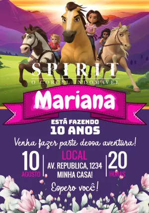 Convite de Aniversário Spirit o Indomável para Editar Online