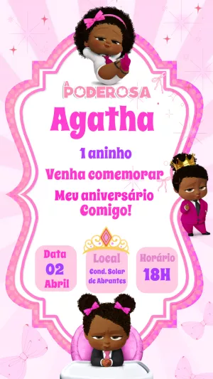 Convite de Aniversário Poderosa Chefinha para Editar Online