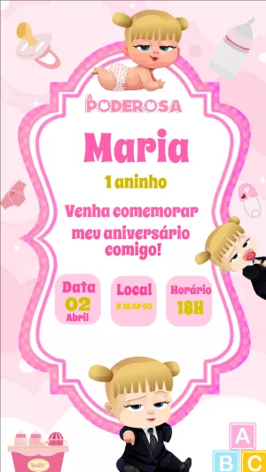 Convite de Aniversário Poderosa Chefinha para Editar Online